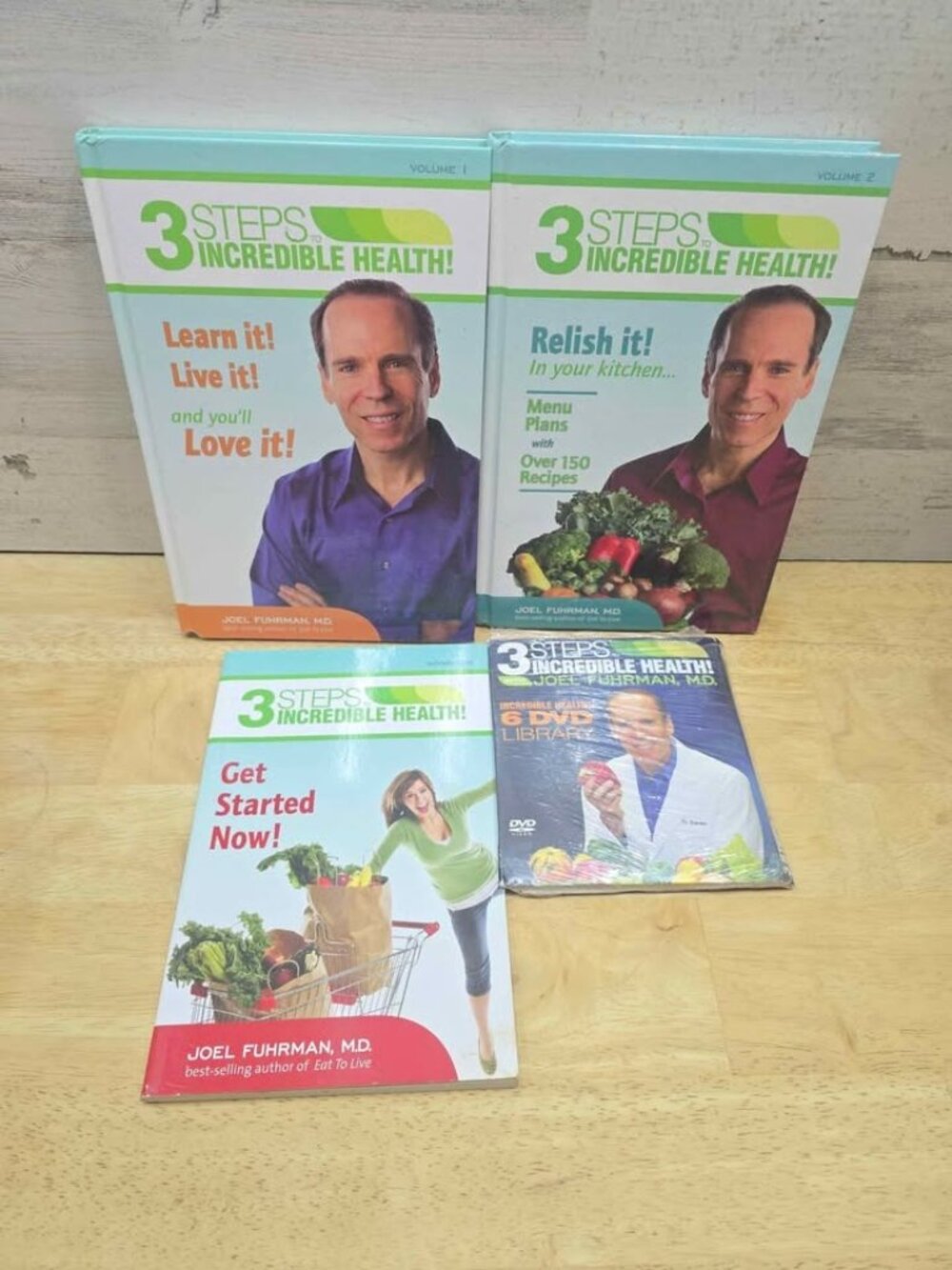Lot 3 Steps To Incredible Health! Joel Fuhrman Books Workbook + BONUS DVDs